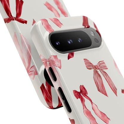 Burgundy Chic Bow Design Phone Case - JGUS