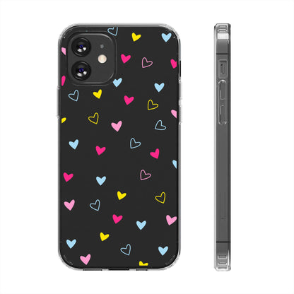 Transparent Heart Design Pattern Clear Phone Case