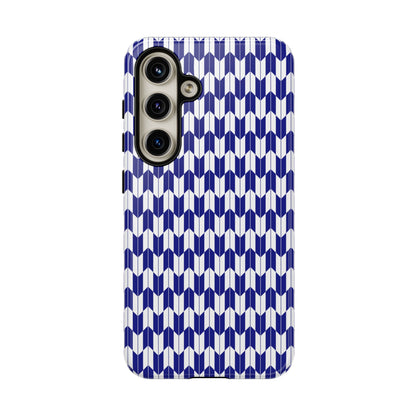 Navy Blue Geometric Phone Case for iPhone Samsung Pixel – Minimal Pattern Modern Aesthetic - JGUS