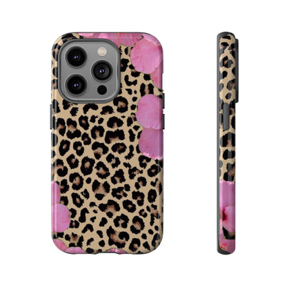 Leopard Bloom Pink Floral Phone Case – Trendy Animal Print Case for iPhone & Samsung