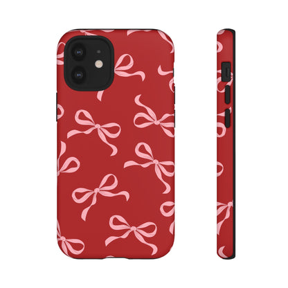 Pink Bows on Red Phone Case - JGUS
