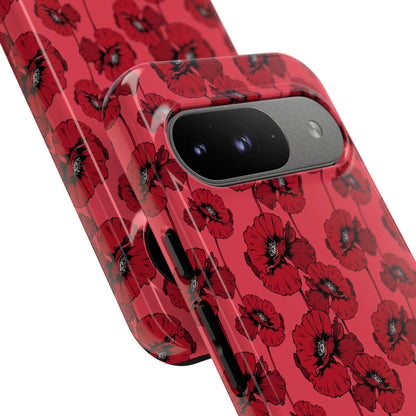 Red Poppy Phone Case for iPhone, Samsung & Google Pixel – Bold Floral Statement Aesthetic - JGUS