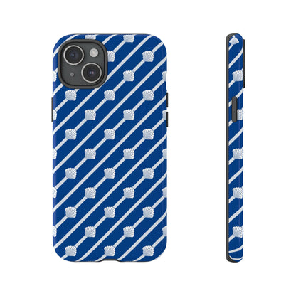 Navy Blue Seashell Phone Case for iPhone Samsung Pixel – Nautical Coastal Stripe Aesthetic - JGUS