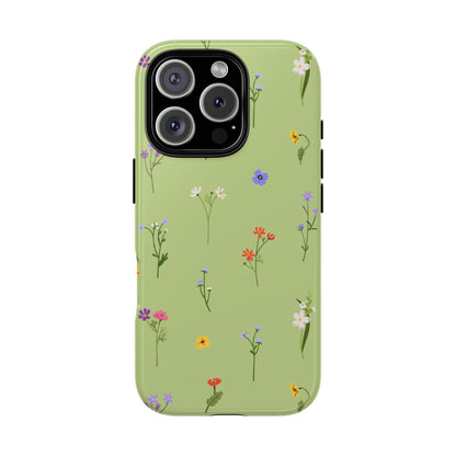 Pastel Green Wildflower Phone Case – Cute Floral Pattern for iPhone & Samsung