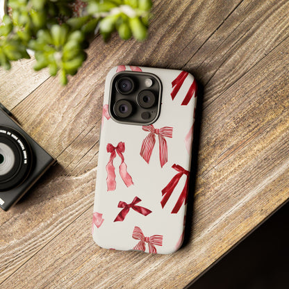 Burgundy Chic Bow Design Phone Case - JGUS