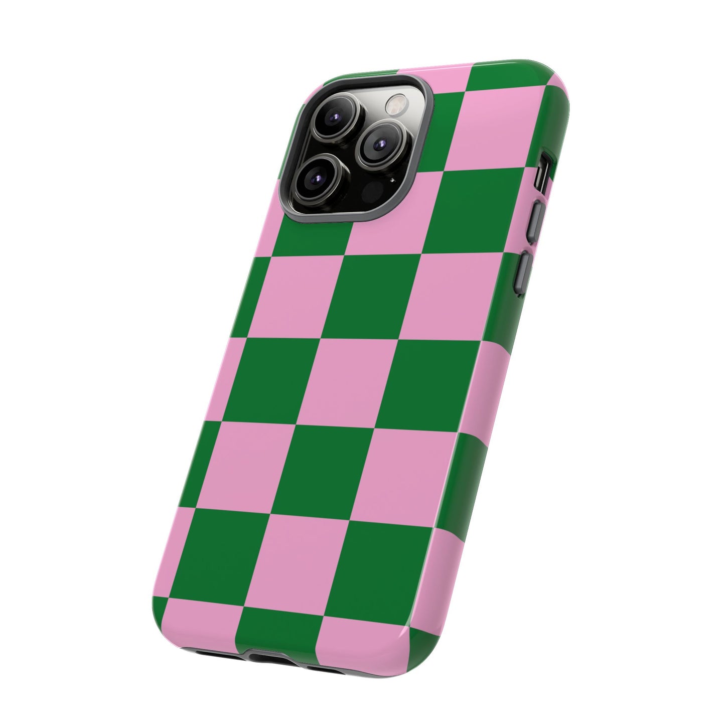 Pink Retro Checkered Phone Case – 90s Aesthetic, Vintage Grid Pattern for iPhone & Samsung - JGUS