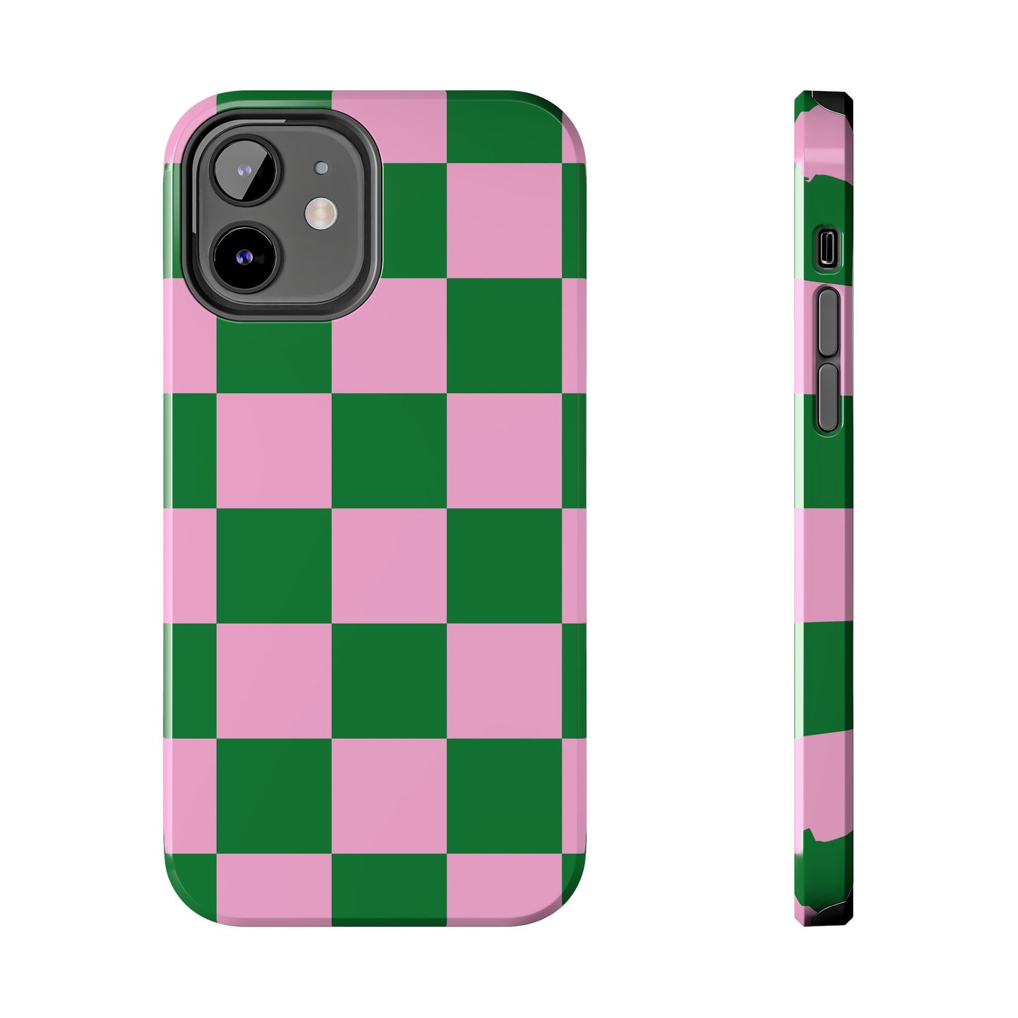 Pink Retro Checkered Phone Case – 90s Aesthetic, Vintage Grid Pattern for iPhone & Samsung