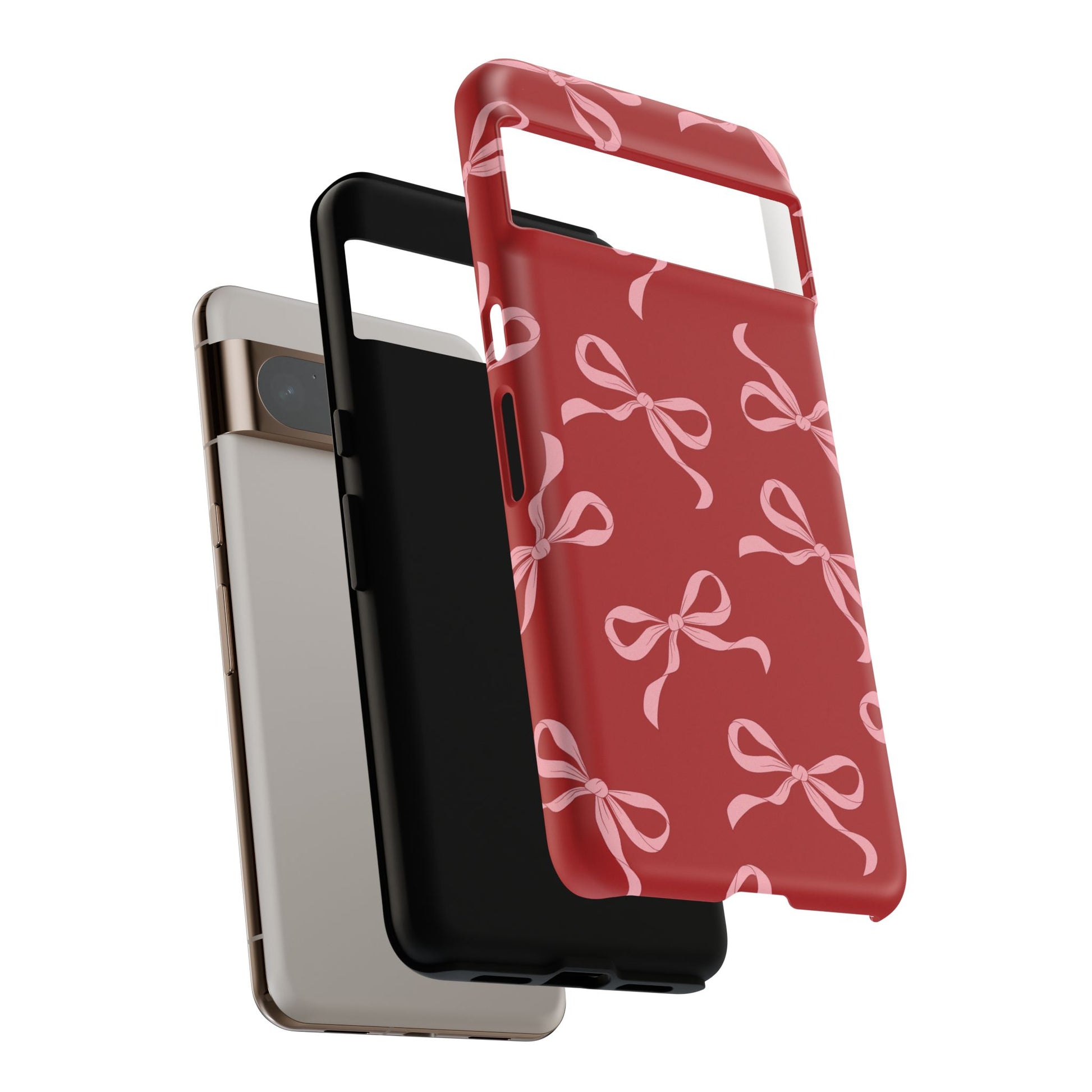 Pink Bows on Red Phone Case - JGUS