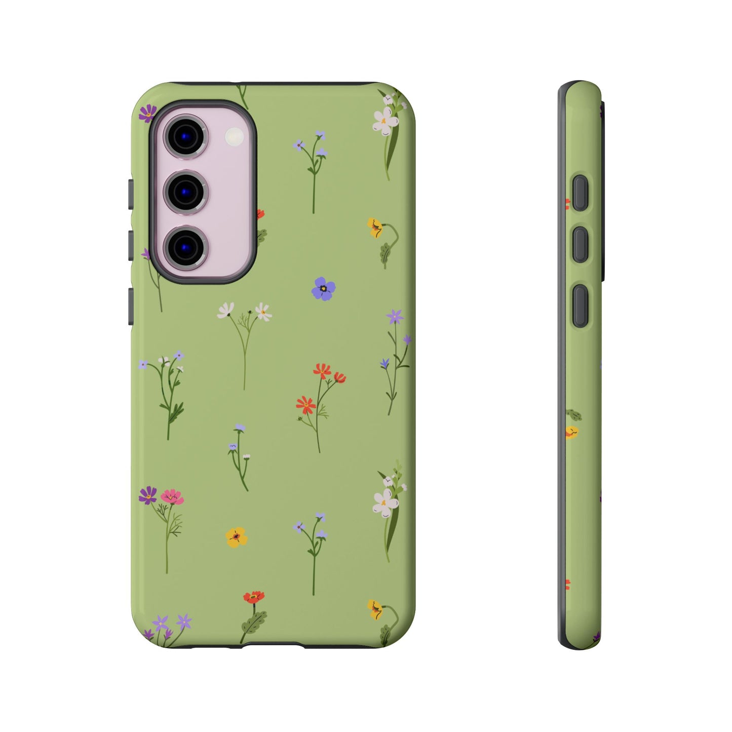 Pastel Green Wildflower Phone Case – Cute Floral Pattern for iPhone & Samsung