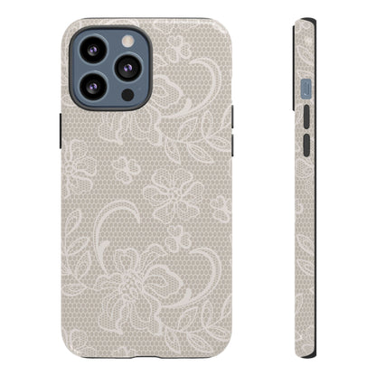 Lace Phone Case for iPhone Samsung Pixel – Cream Floral Elegant Aesthetic - JGUS