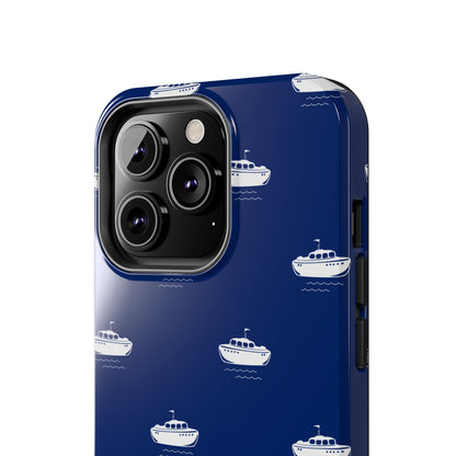 Blue Boat Phone Case – Calm Ocean Pattern for iPhone & Samsung, Durable & Stylish Protection