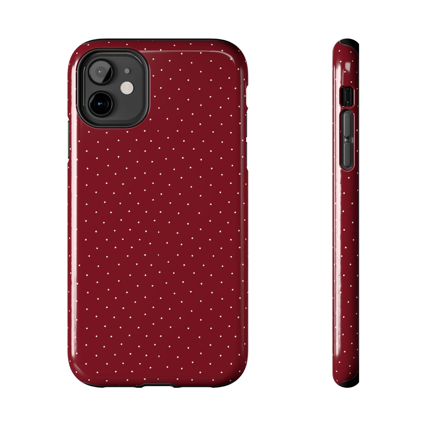 Burgundy  & White Dots Case