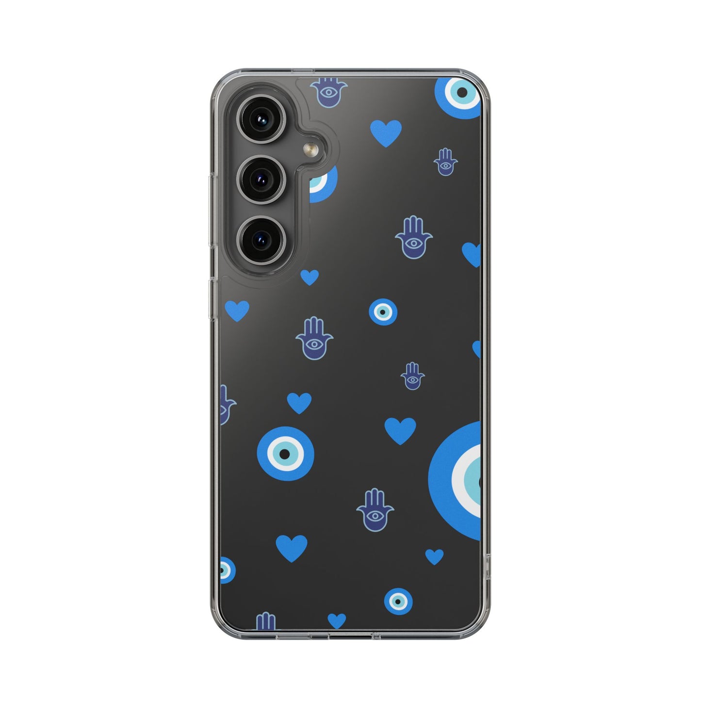 Blue Evil Eye Pattern Clear Phone Case