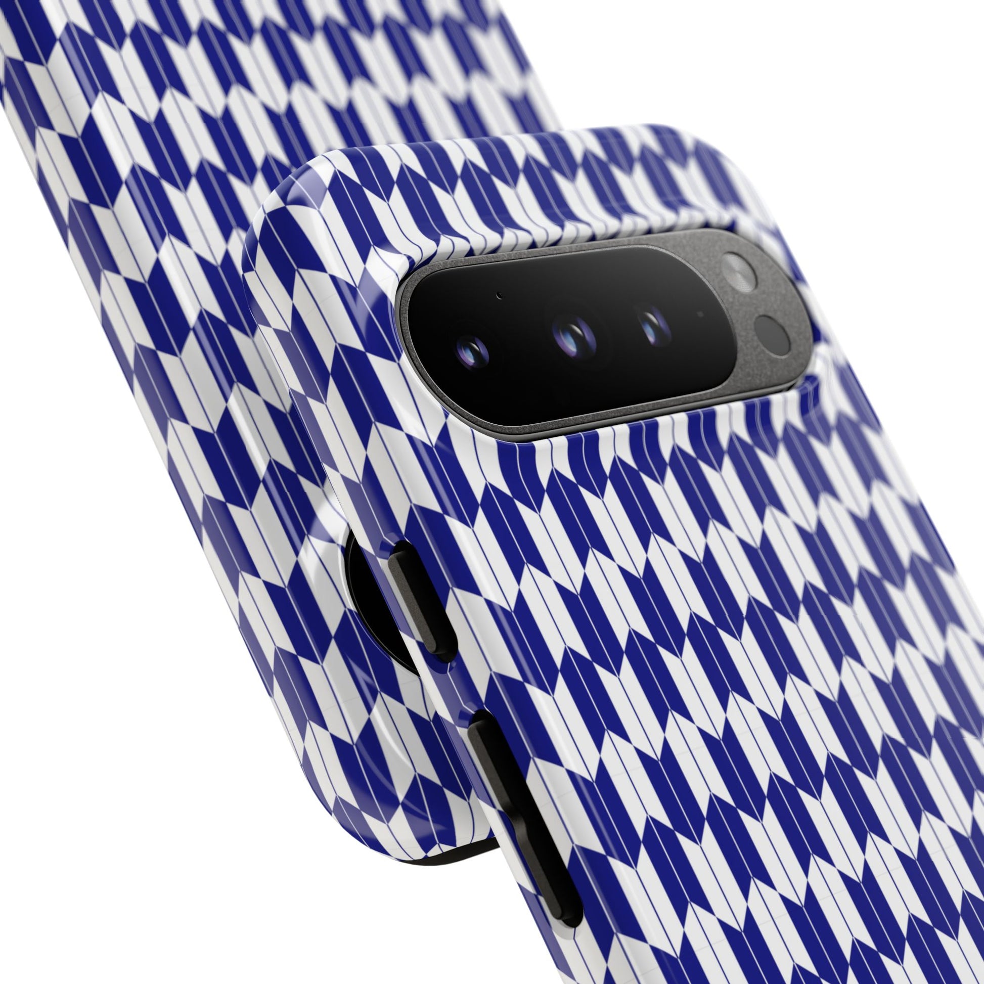 Navy Blue Geometric Phone Case for iPhone Samsung Pixel – Minimal Pattern Modern Aesthetic - JGUS