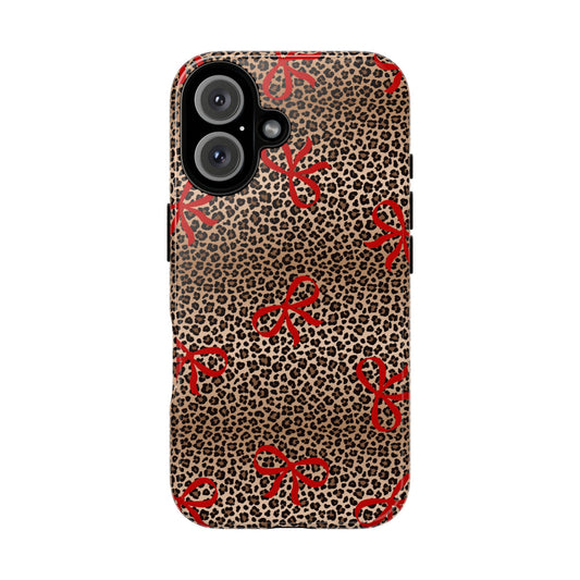 Bold Bow Leopard Print Phone Case – Aesthetic Protective Cover for iPhone & Samsung - Fashionable Animal Print Cover - JGUS