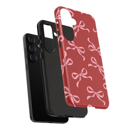 Pink Bows on Red Phone Case - JGUS