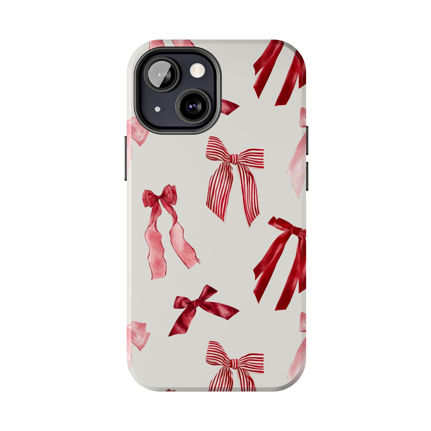 Burgundy Chic Bow Design Phone Case – Customizable, Dual-Layer Protection for iPhone & Samsung