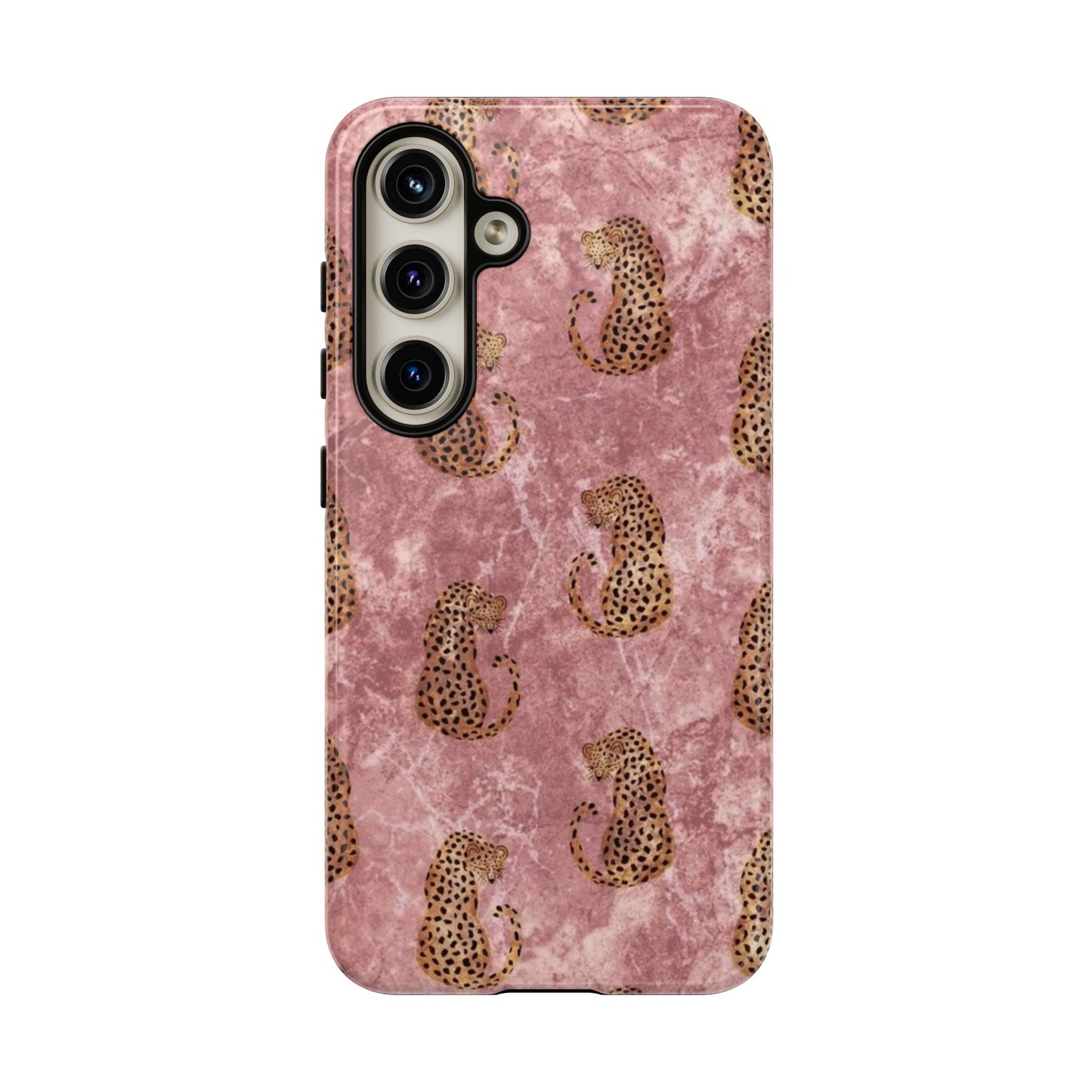 Pink Leopard Print Marble Phone Case – Cute Animal Design for iPhone & Samsung