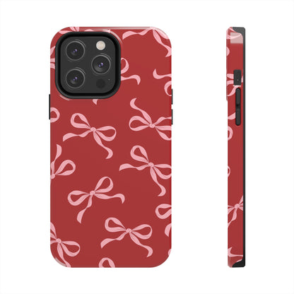 Pink Bows on Red Phone Case