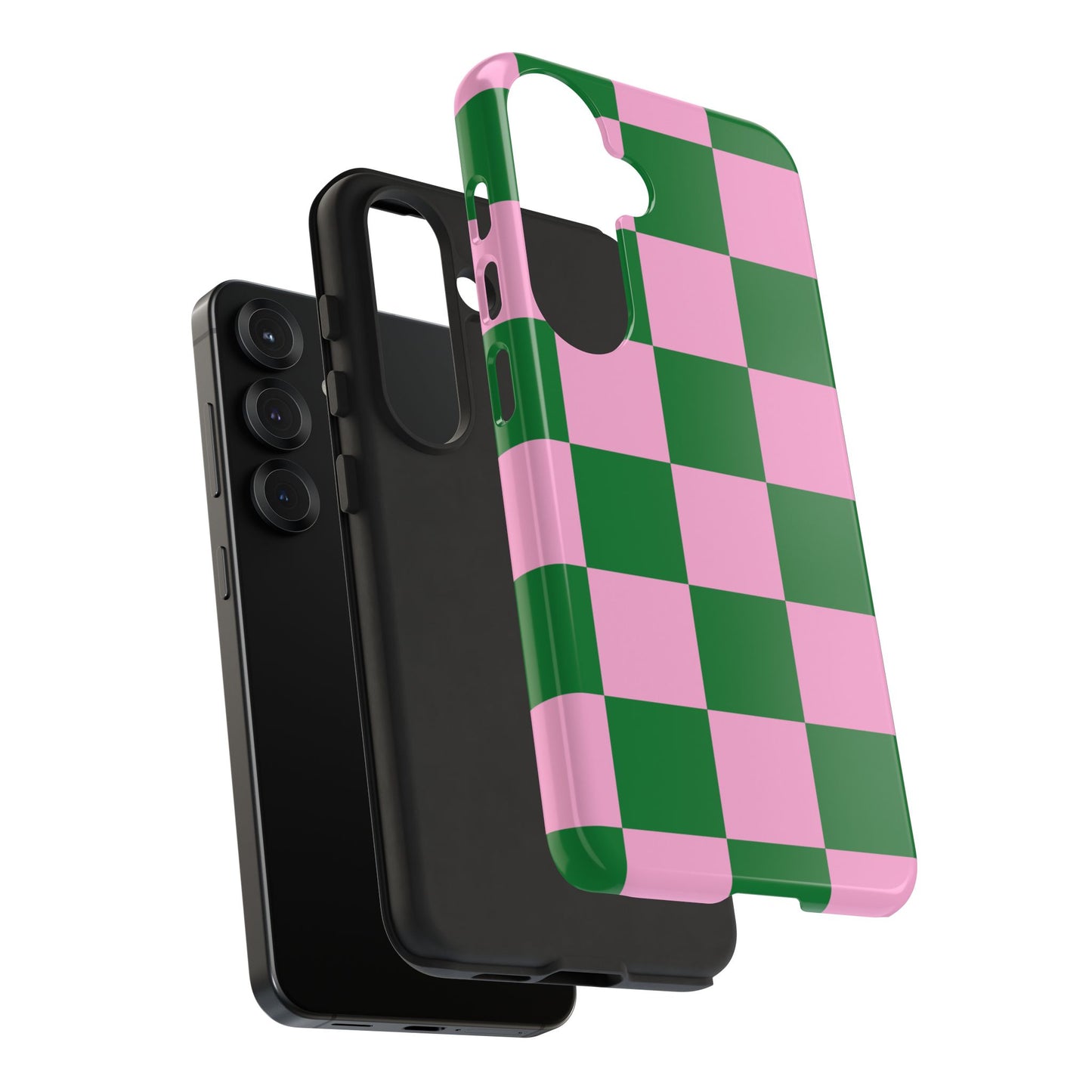 Pink Retro Checkered Phone Case – 90s Aesthetic, Vintage Grid Pattern for iPhone & Samsung - JGUS