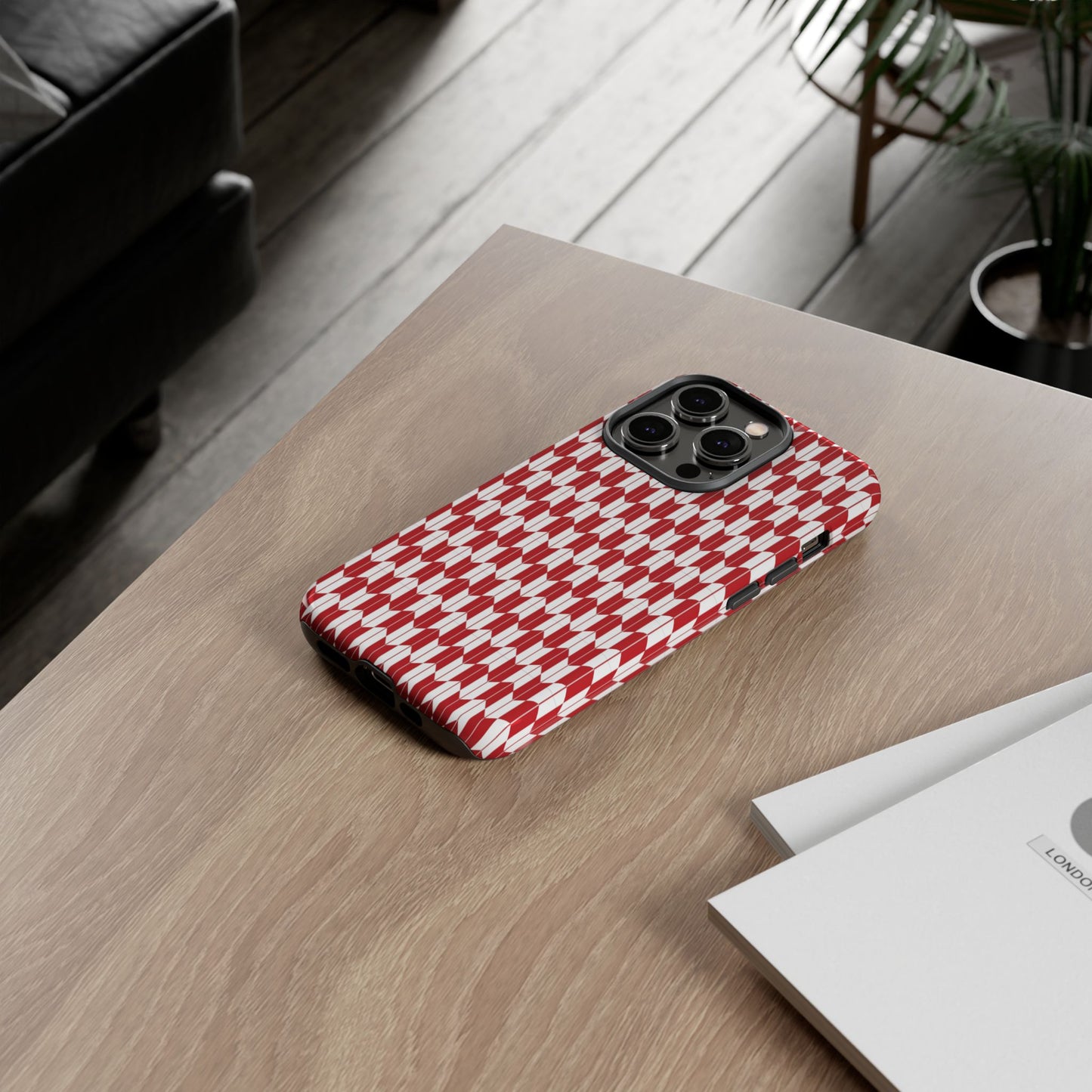 Red Geometric Phone Case for iPhone Samsung Pixel – Bold Pattern Aesthetic Modern Design - JGUS