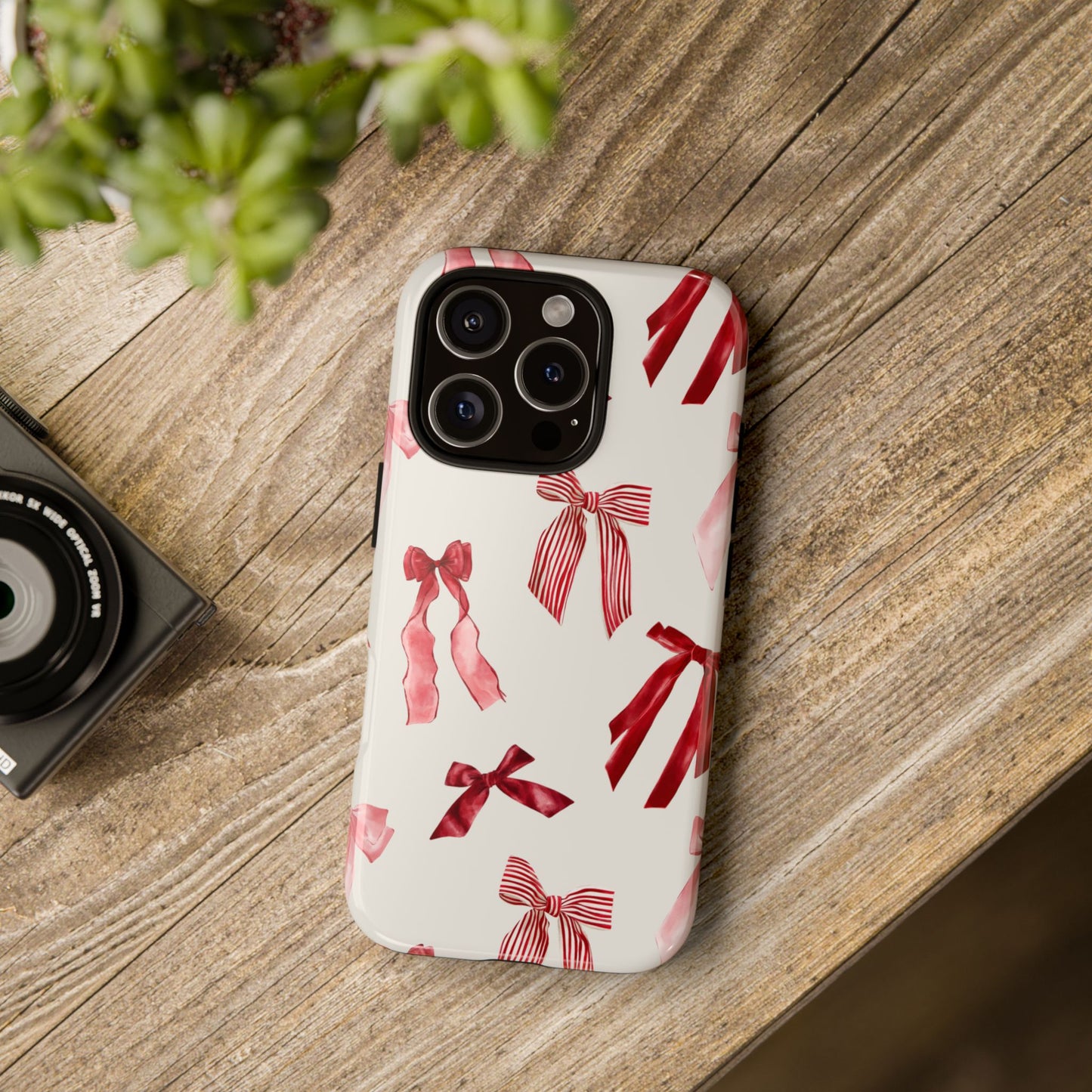 Burgundy Chic Bow Design Phone Case - JGUS
