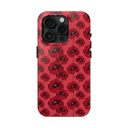 Scarlet Sketch | Red Poppy Floral Phone Case – Aesthetic Protective Cover for iPhone & Samsung