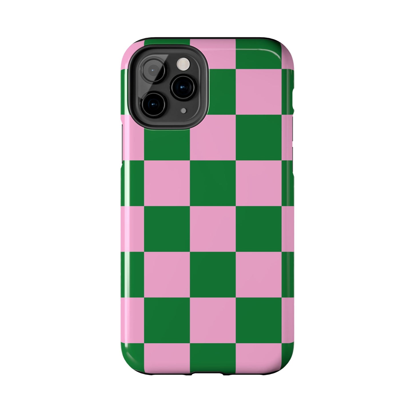 Pink Retro Checkered Phone Case – 90s Aesthetic, Vintage Grid Pattern for iPhone & Samsung