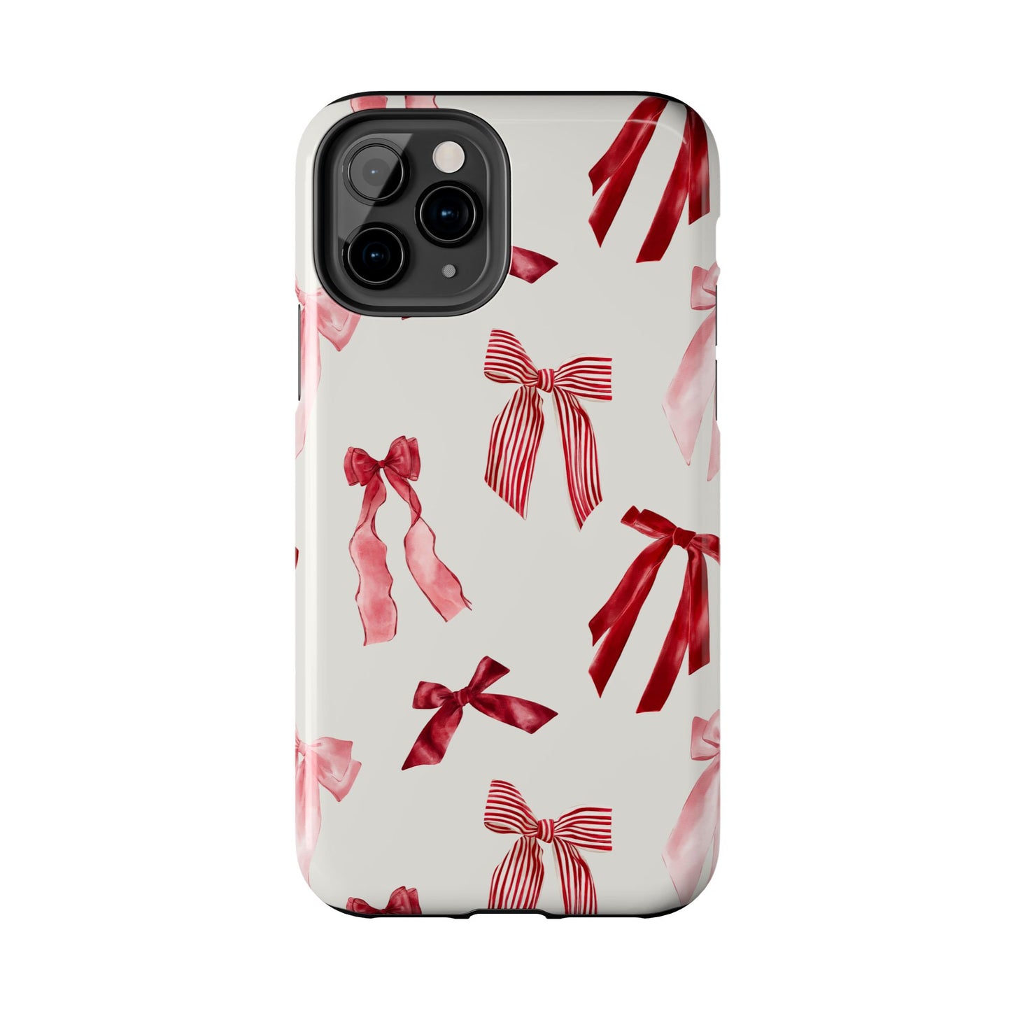 Burgundy Chic Bow Design Phone Case – Customizable, Dual-Layer Protection for iPhone & Samsung