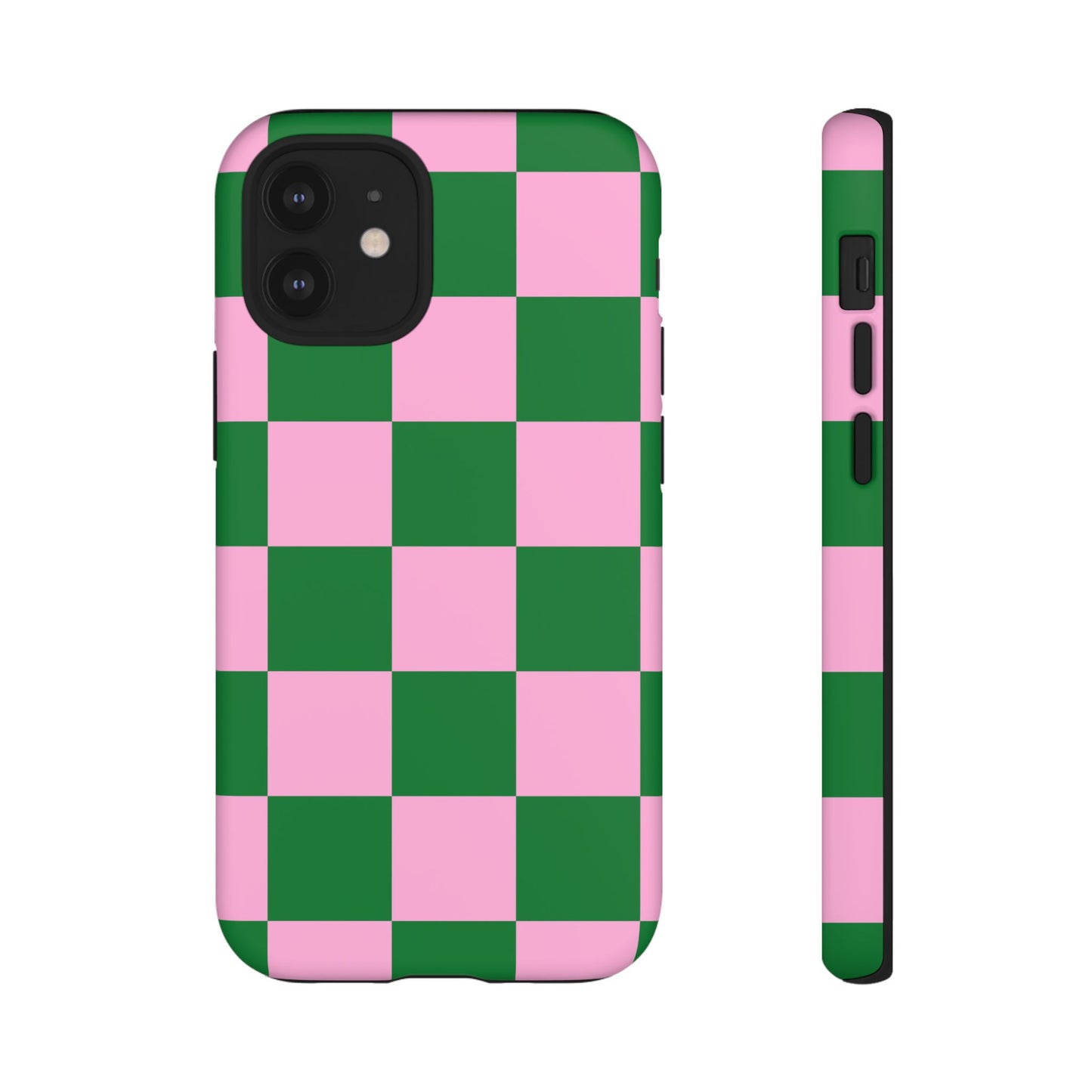 Pink Retro Checkered Phone Case – 90s Aesthetic, Vintage Grid Pattern for iPhone & Samsung - JGUS