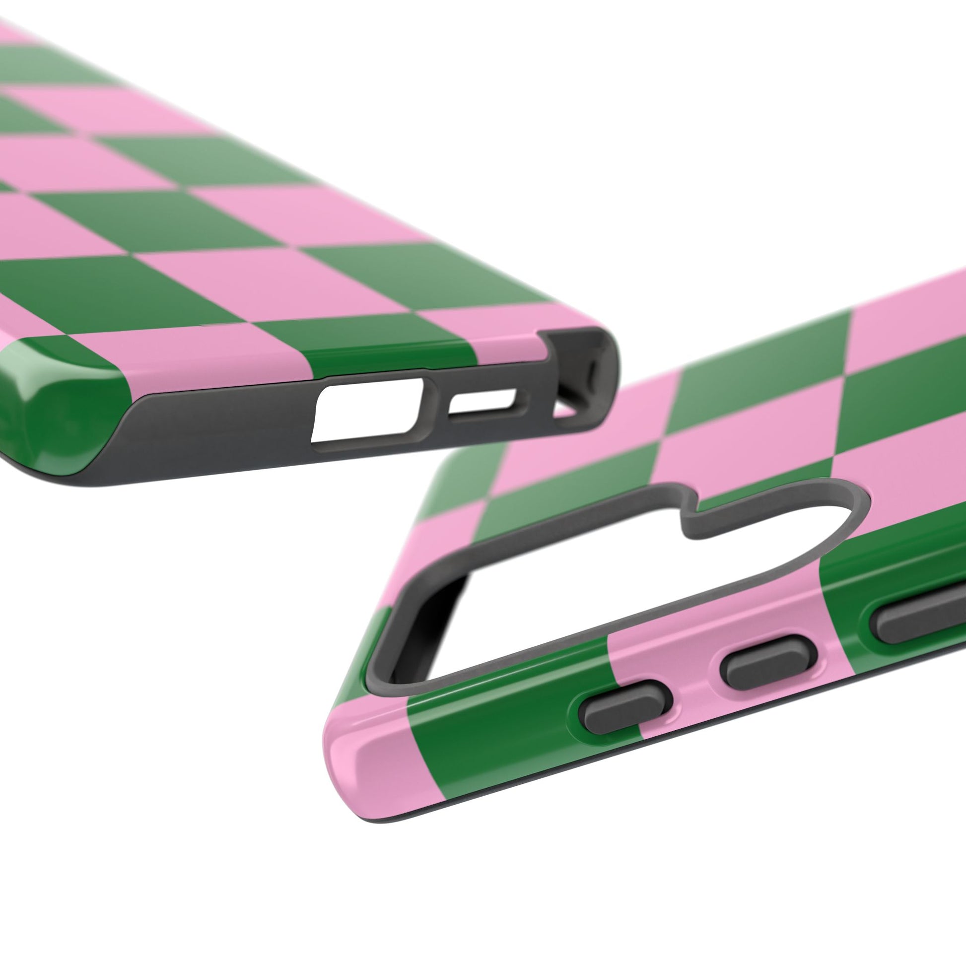 Pink Retro Checkered Phone Case – 90s Aesthetic, Vintage Grid Pattern for iPhone & Samsung - JGUS