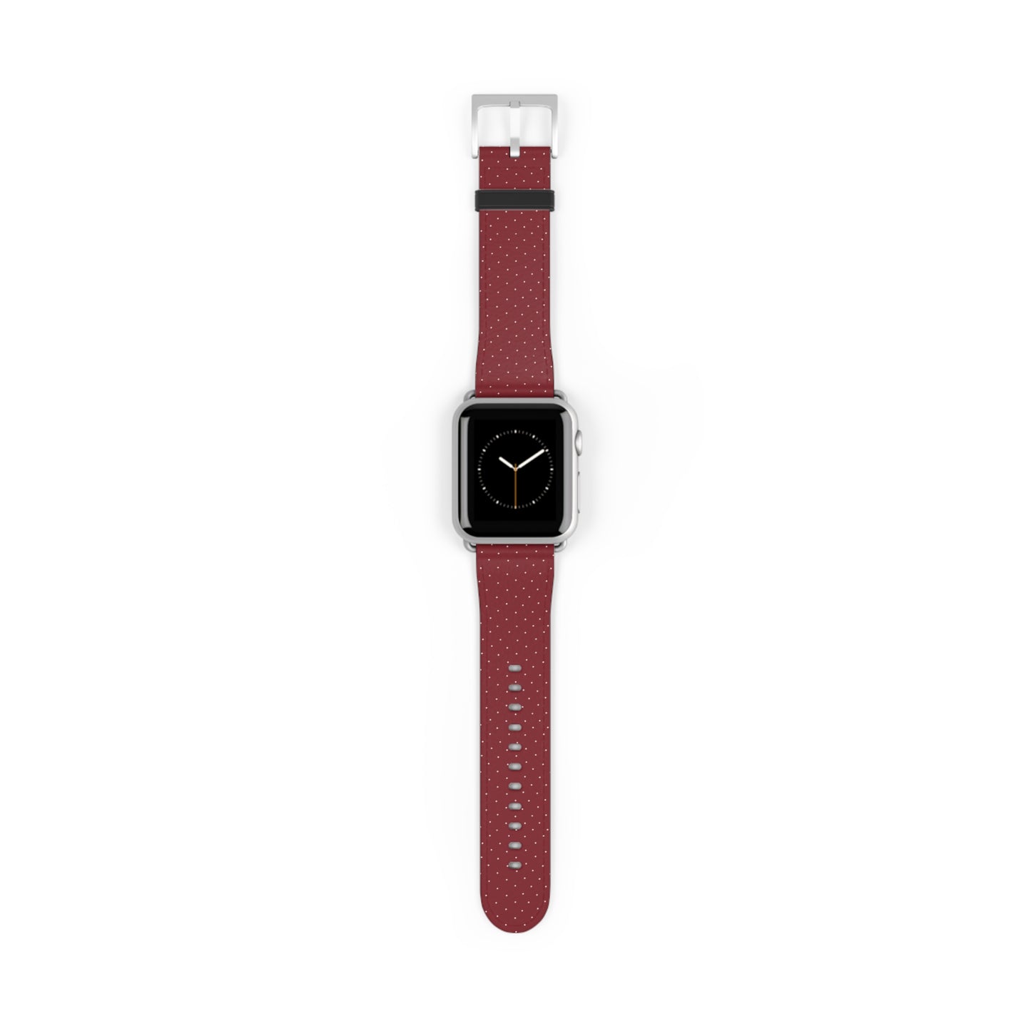 Burgundy & White Vegan Leather Apple Watch Band - Eco-Friendly & Festive Design