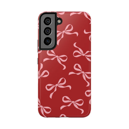 Pink Bows on Red Phone Case