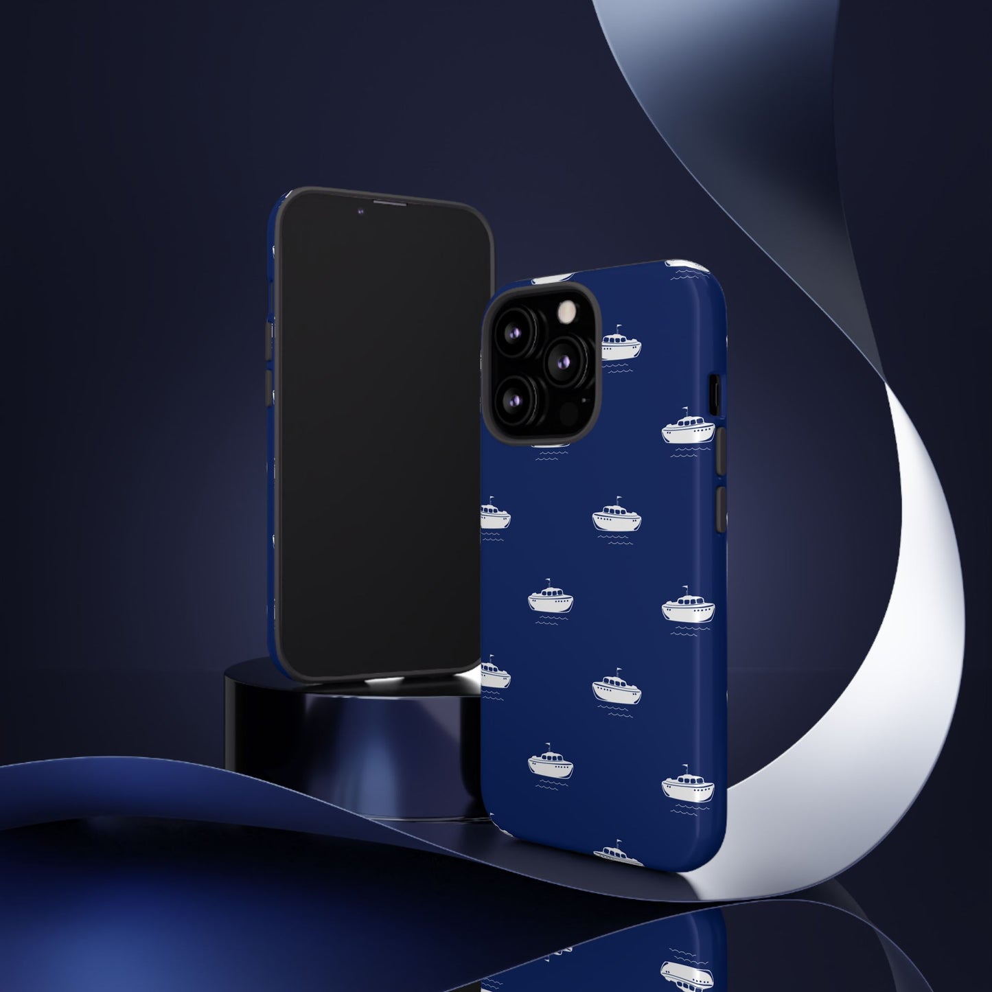 Blue Boat Phone Case – Calm Ocean Pattern for iPhone & Samsung, Durable & Stylish Protection - JGUS