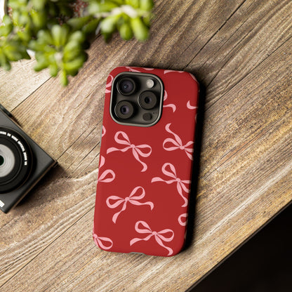 Pink Bows on Red Phone Case - JGUS