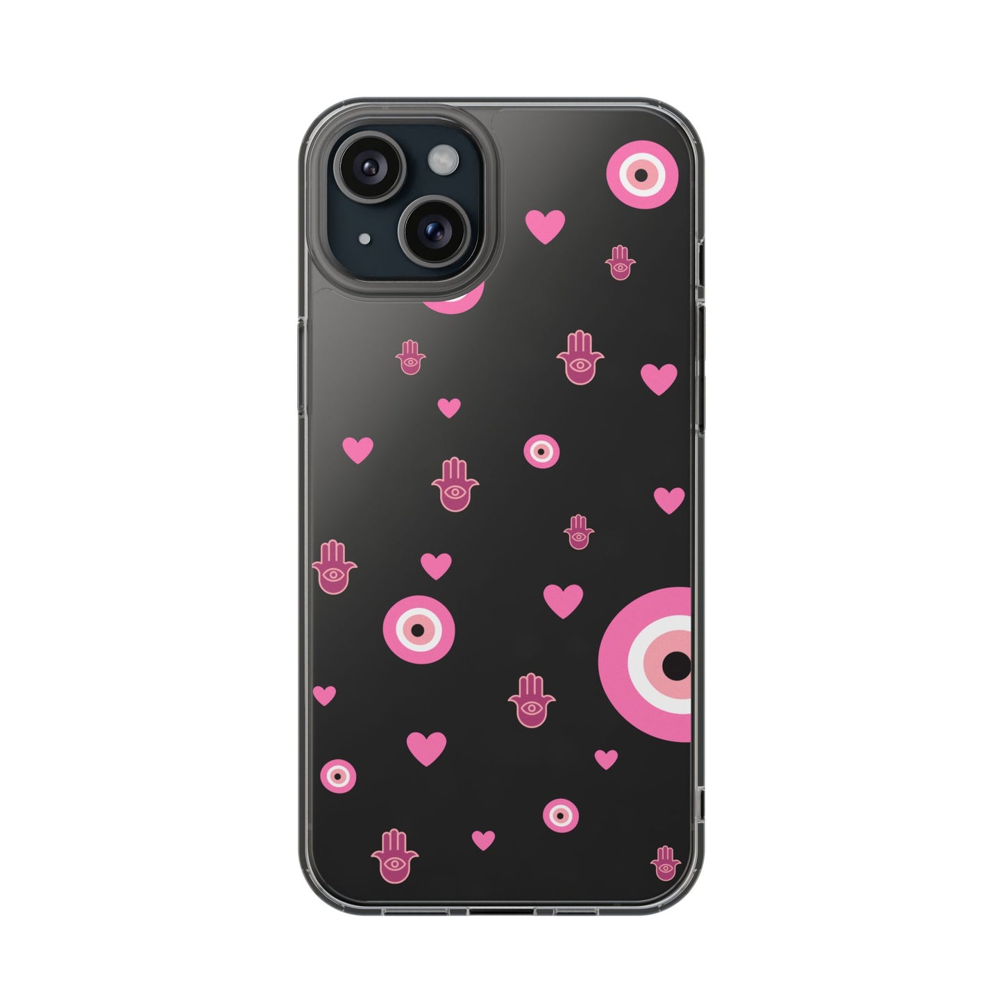 Devil's eye & Pink Hamsa Hand Clear Phone Case