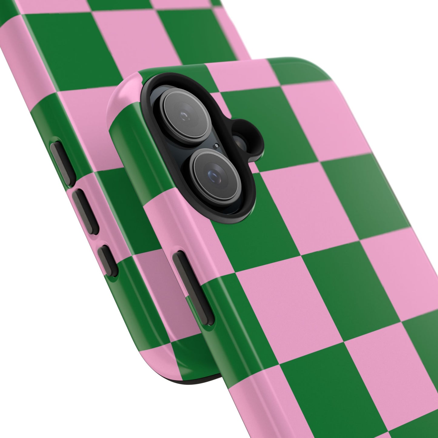 Pink Retro Checkered Phone Case – 90s Aesthetic, Vintage Grid Pattern for iPhone & Samsung