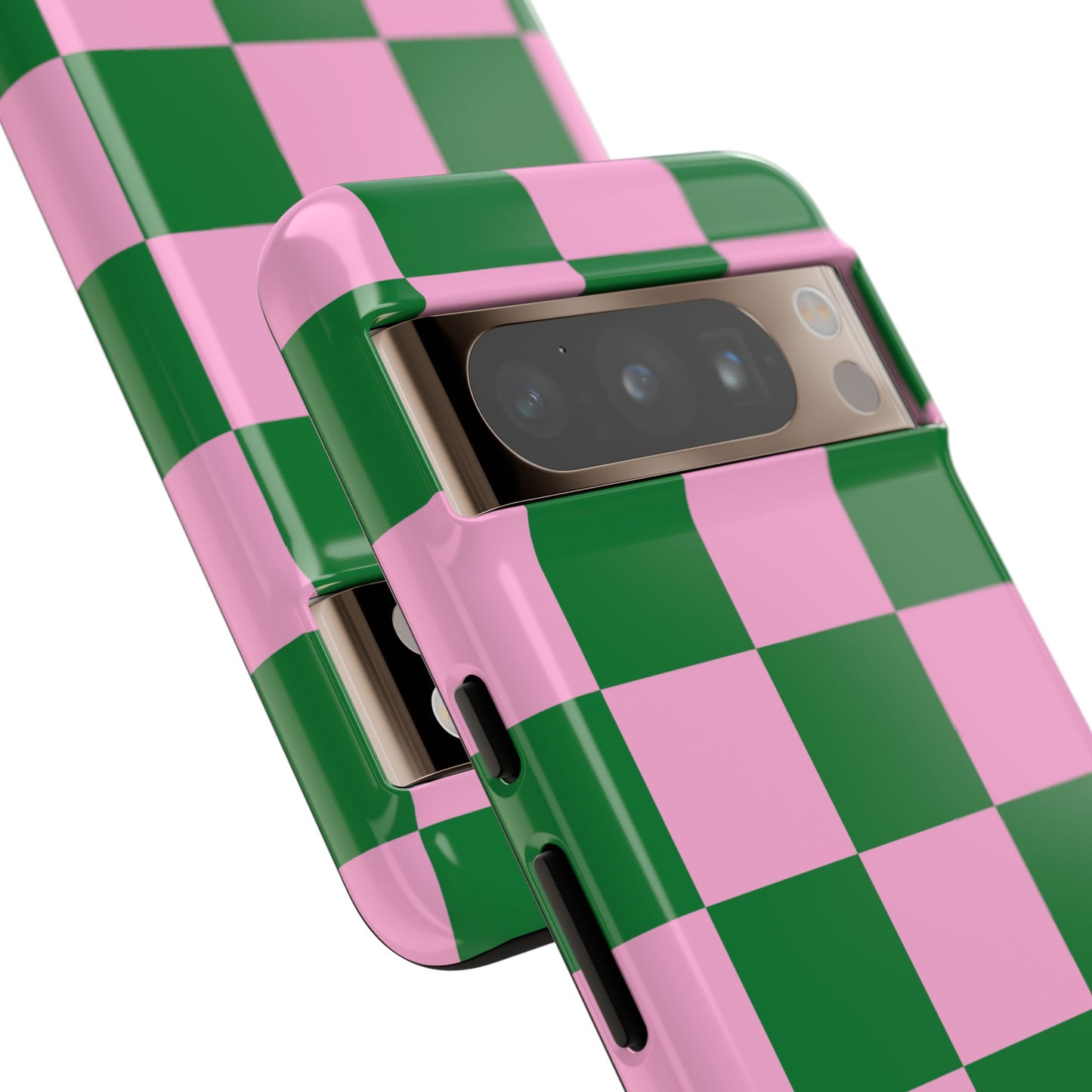 Pink Retro Checkered Phone Case – 90s Aesthetic, Vintage Grid Pattern for iPhone & Samsung - JGUS