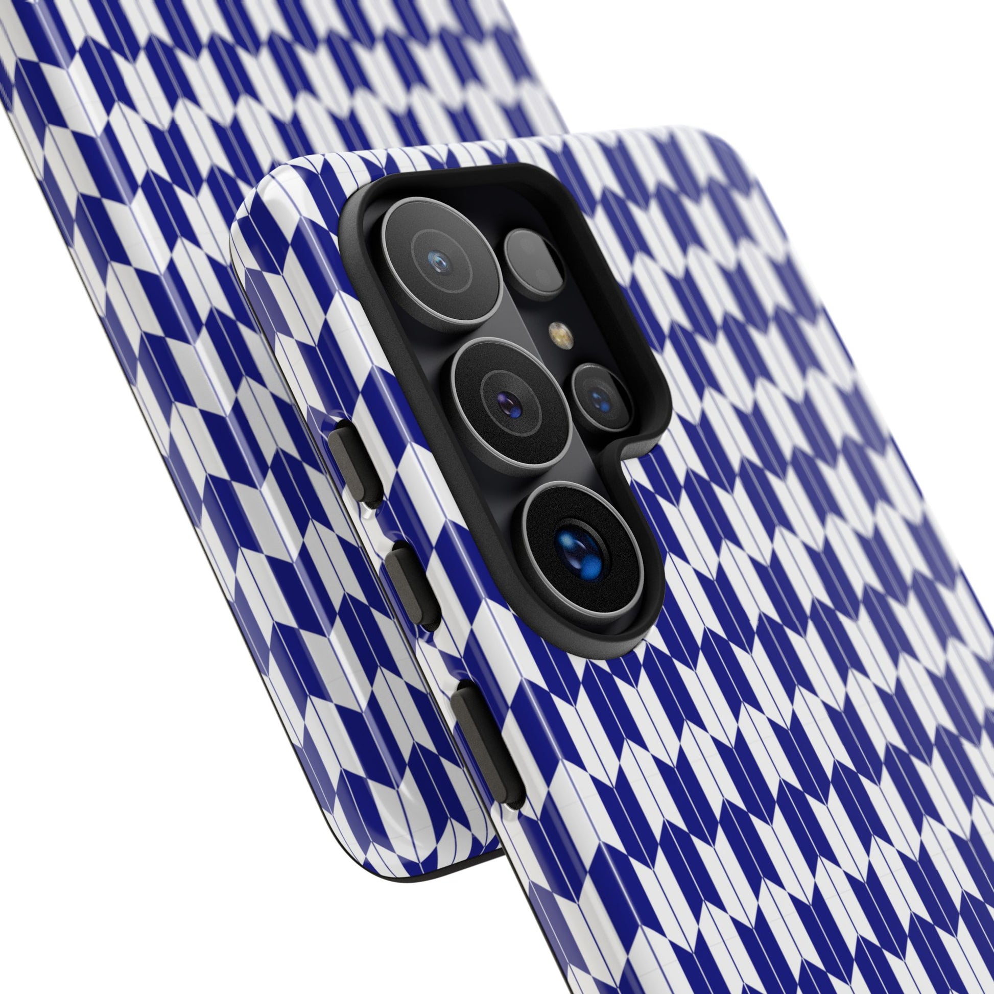 Navy Blue Geometric Phone Case for iPhone Samsung Pixel – Minimal Pattern Modern Aesthetic - JGUS