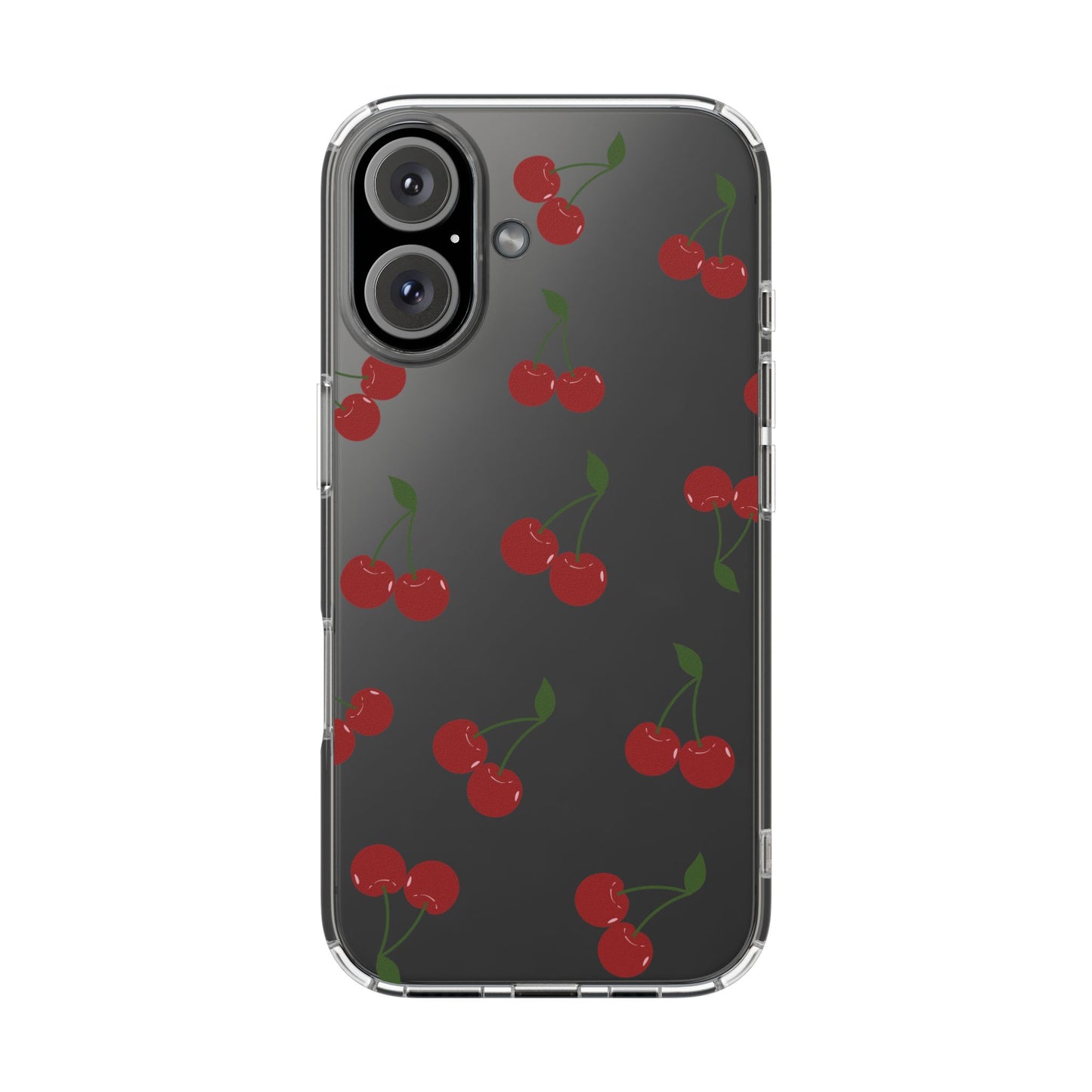 Random Cherry Pattern Clear Phone Case – Playful and Protective