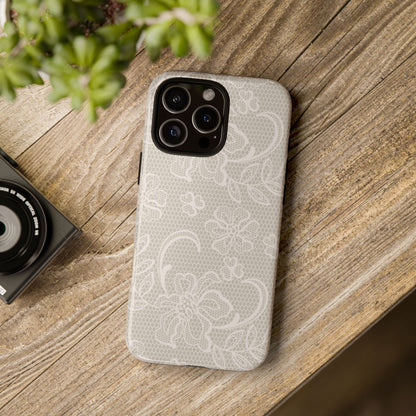 Lace Phone Case for iPhone Samsung Pixel – Cream Floral Elegant Aesthetic - JGUS