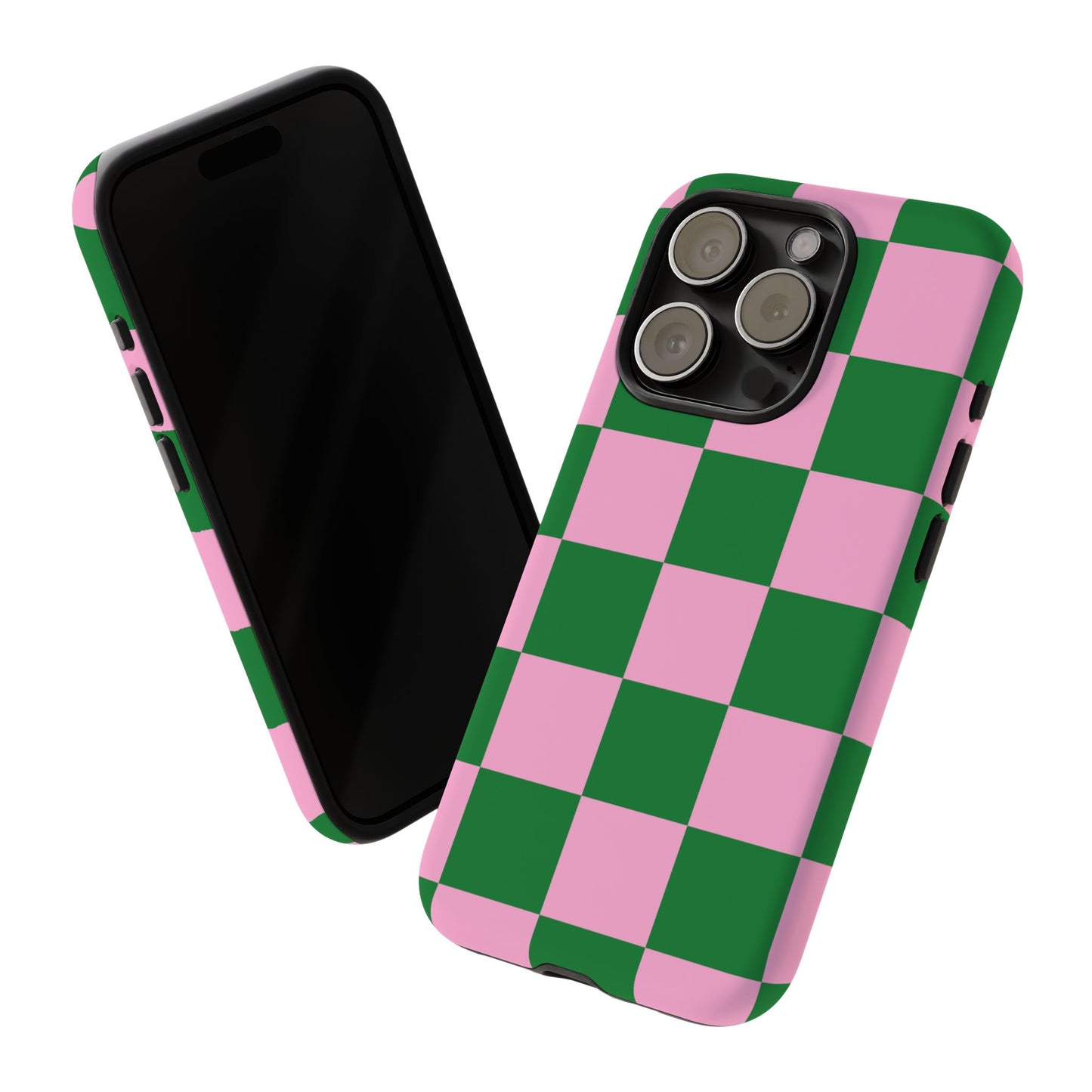 Pink Retro Checkered Phone Case – 90s Aesthetic, Vintage Grid Pattern for iPhone & Samsung - JGUS