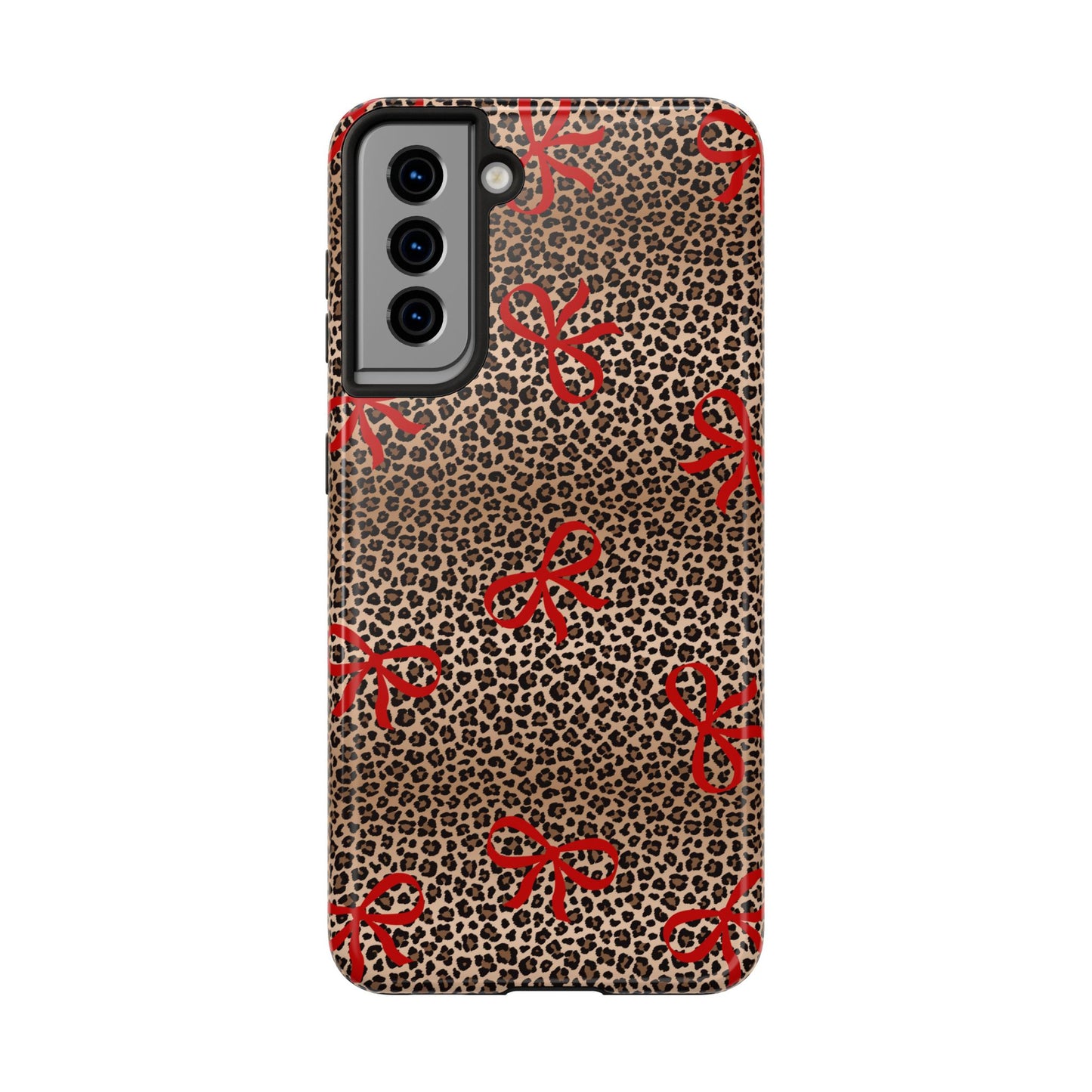 Bold Bow Leopard Print Phone Case – Aesthetic Protective Cover for iPhone & Samsung - Fashionable Animal Print Cover