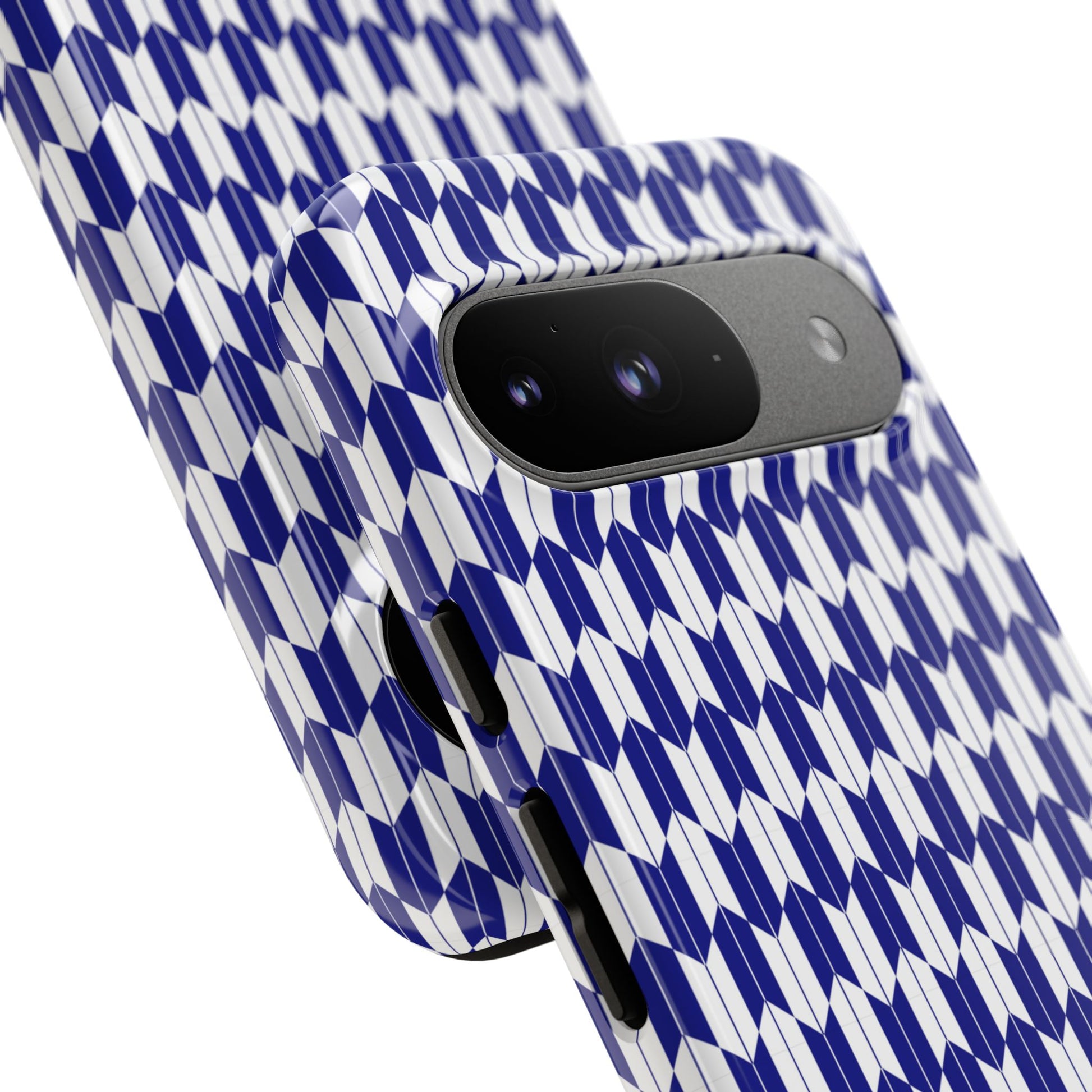Navy Blue Geometric Phone Case for iPhone Samsung Pixel – Minimal Pattern Modern Aesthetic - JGUS