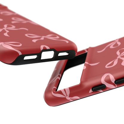 Pink Bows on Red Phone Case - JGUS
