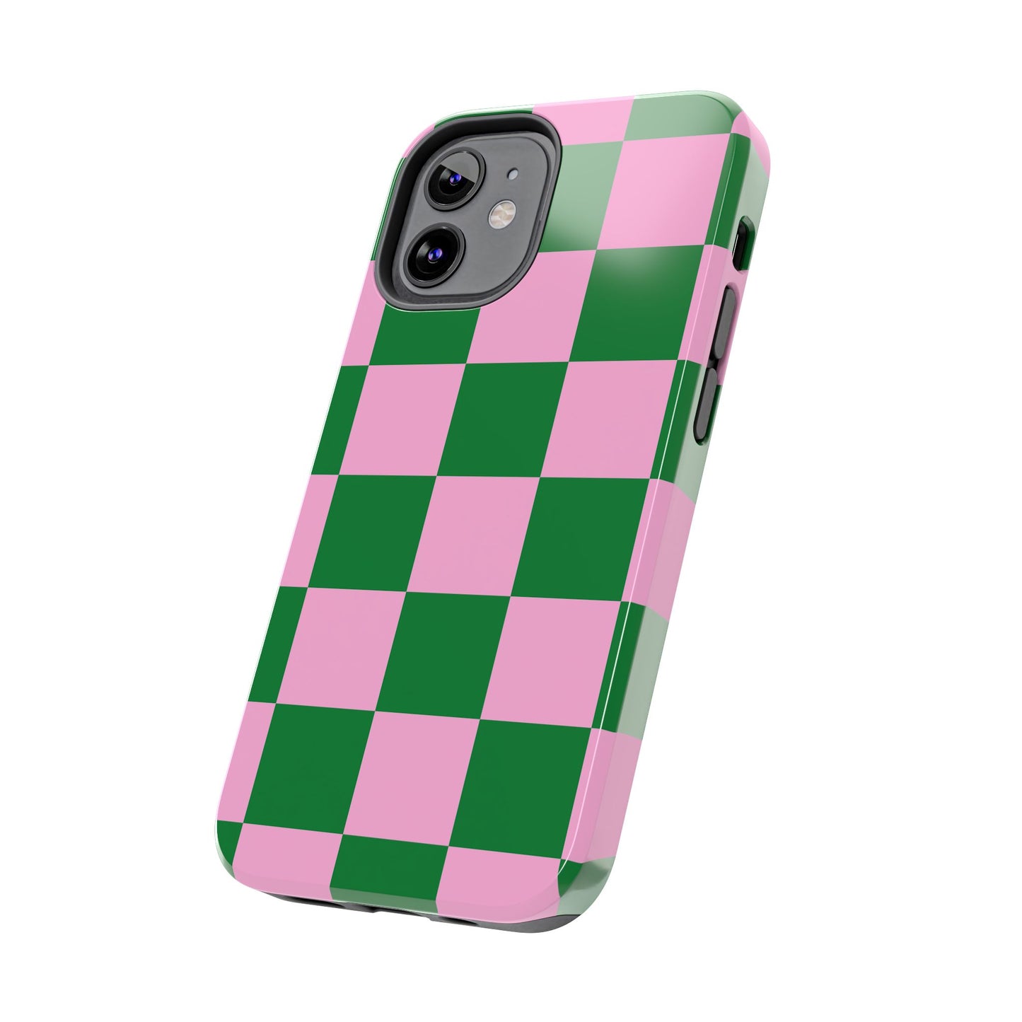 Pink Retro Checkered Phone Case – 90s Aesthetic, Vintage Grid Pattern for iPhone & Samsung