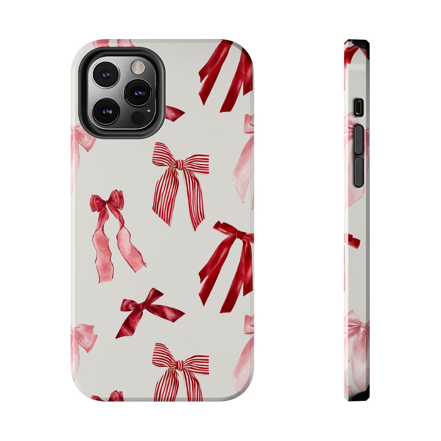 Burgundy Chic Bow Design Phone Case – Customizable, Dual-Layer Protection for iPhone & Samsung