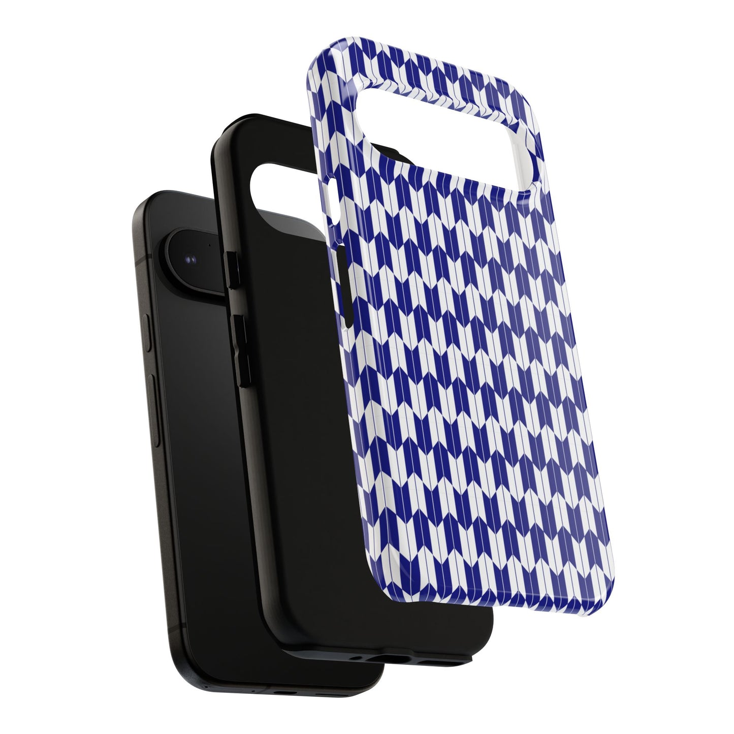 Navy Blue Geometric Phone Case for iPhone Samsung Pixel – Minimal Pattern Modern Aesthetic - JGUS