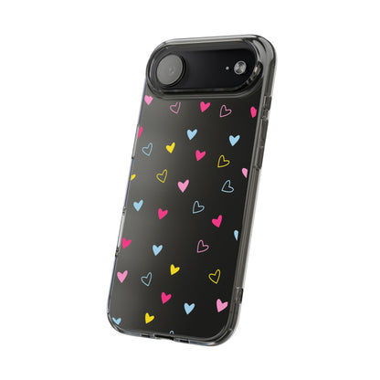 Transparent Heart Design Pattern Clear Phone Case