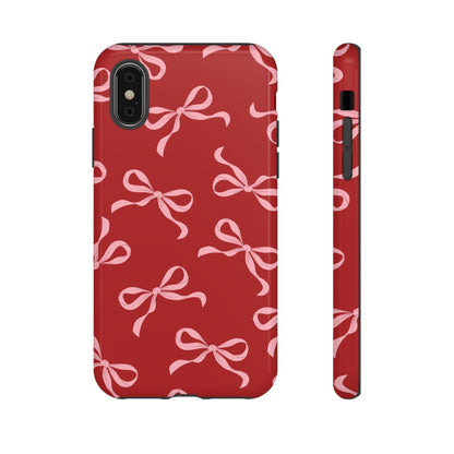 Pink Bows on Red Phone Case - JGUS